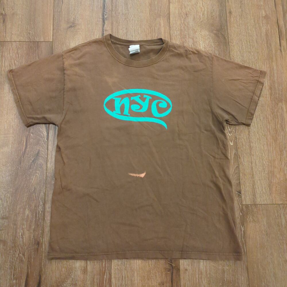 Y2K NYC New York City Adult Large‎ Shirt Spellout Art Harlem Skate Fashion Faded